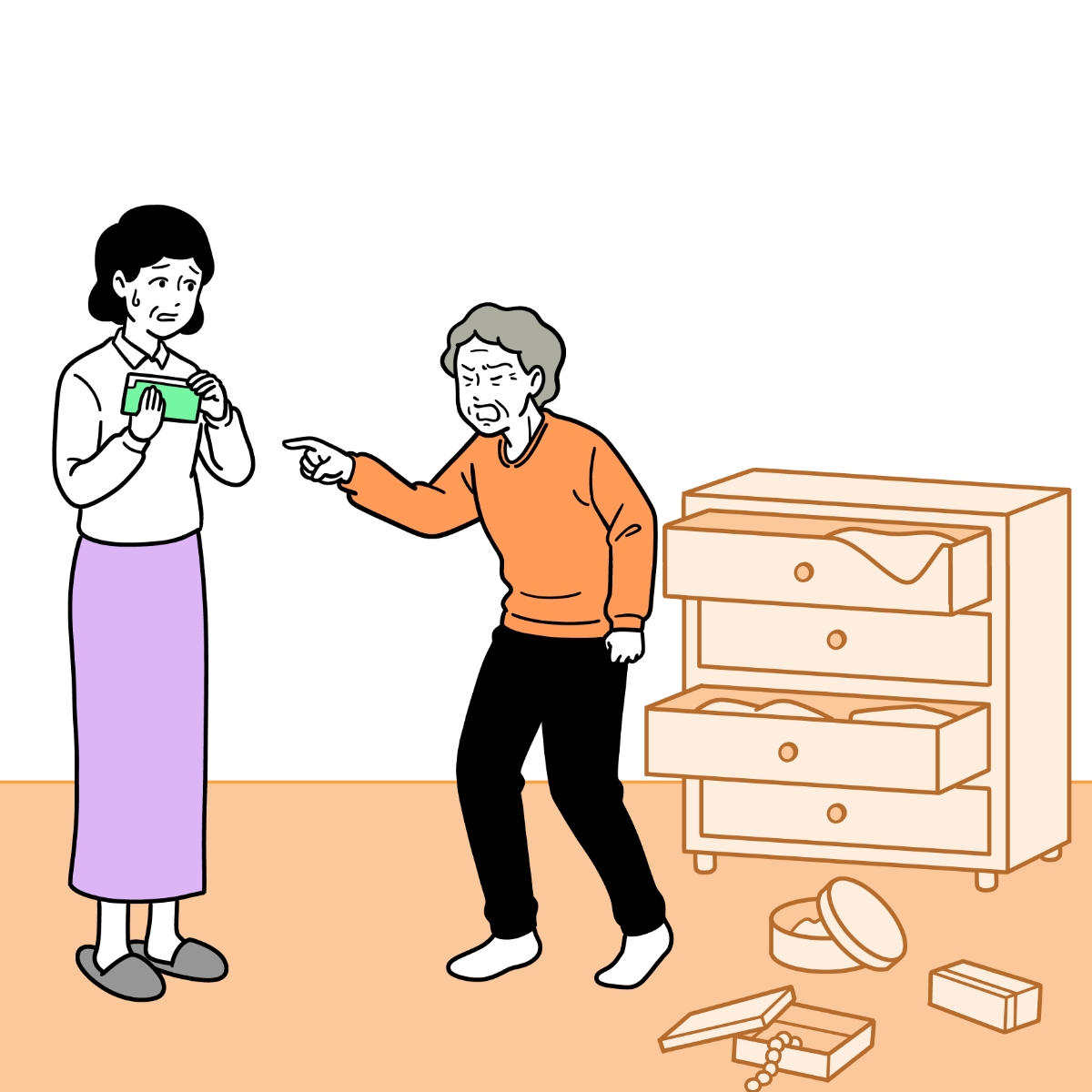物を盗られたなどと妄想にこだわる