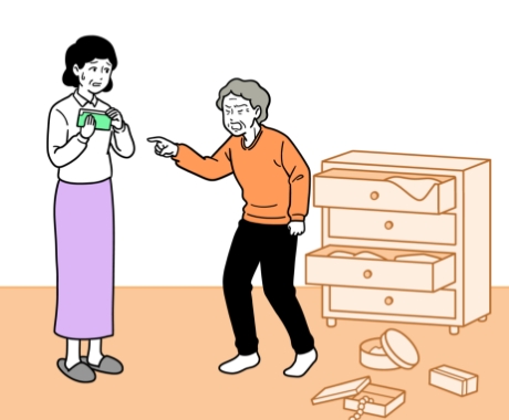 物を盗られたなどと妄想にこだわる